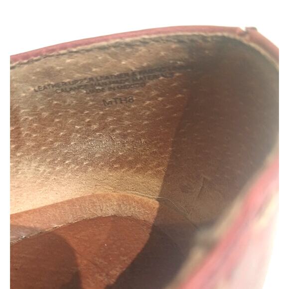 BORN WMS 8 MAPLE LOAFERS RED LEATHER BASKET WEAVE BOHO - Picture 7 of 9
